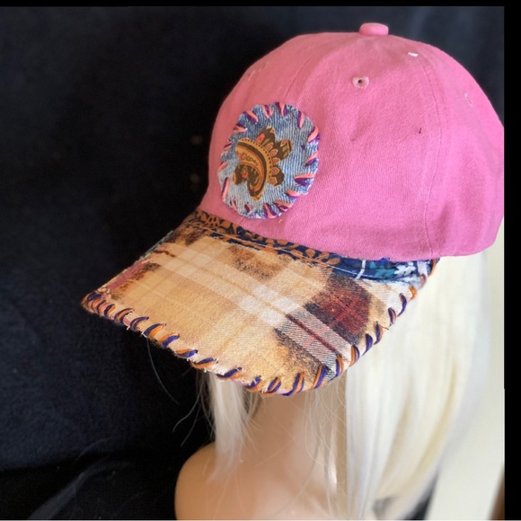 Pink and Blue Floral Accent Baseball Hat - Picture 6 of 6
